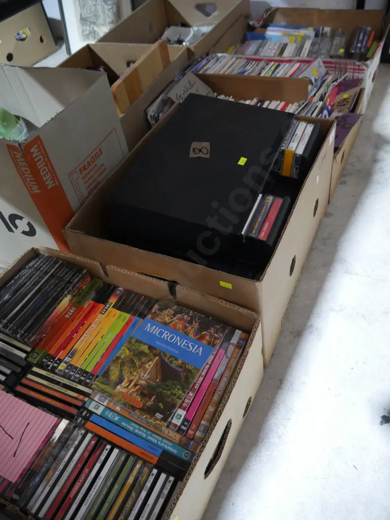4 boxes DVDs, 45s, CDs etc Image 1++