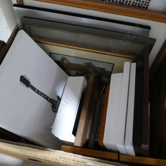 Box of artworks, frames
