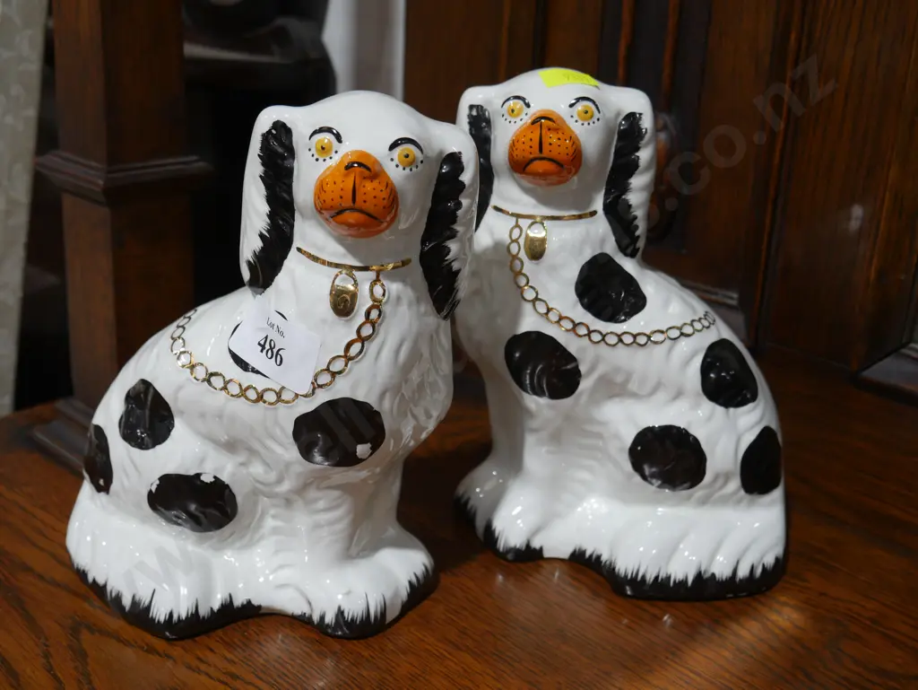 Pair of reproduction Staffordshire dogs Image 1++
