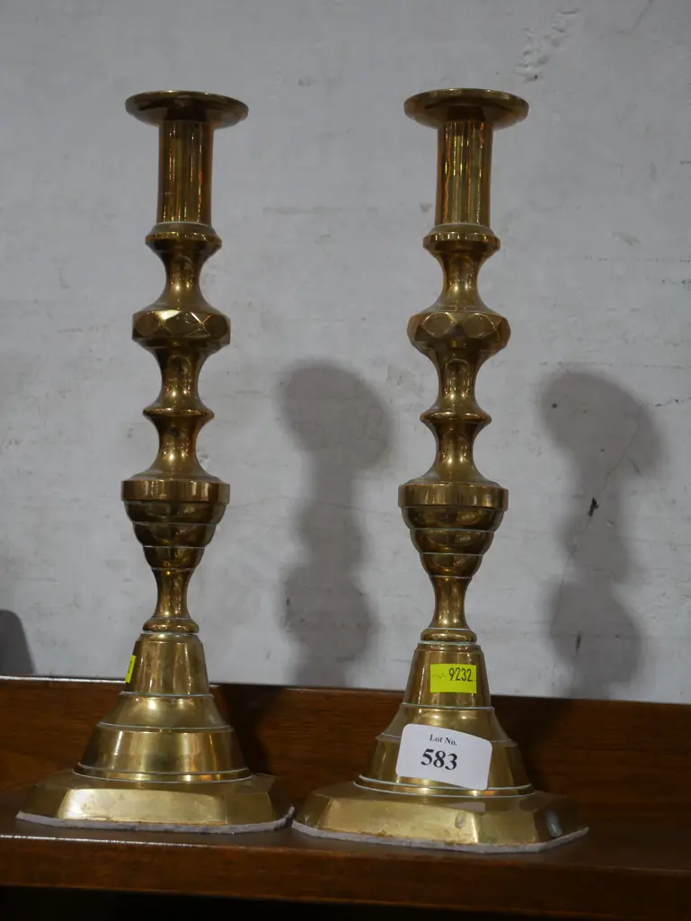 Pair brass candle sticks Image 1++