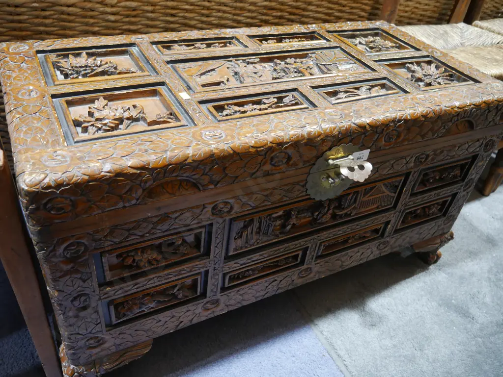 Carved camphor chest Image 1++