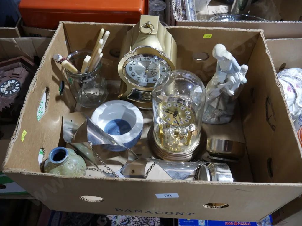 Clocks, figurine, bone handled knives etc Image 1++