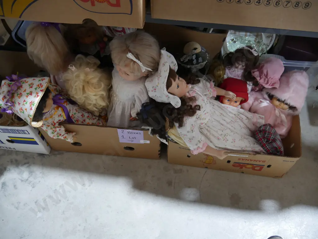 Two boxes of assorted dolls Image 1++