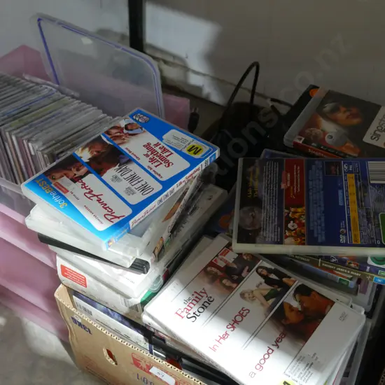 DVDs, CDs. 2 boxes