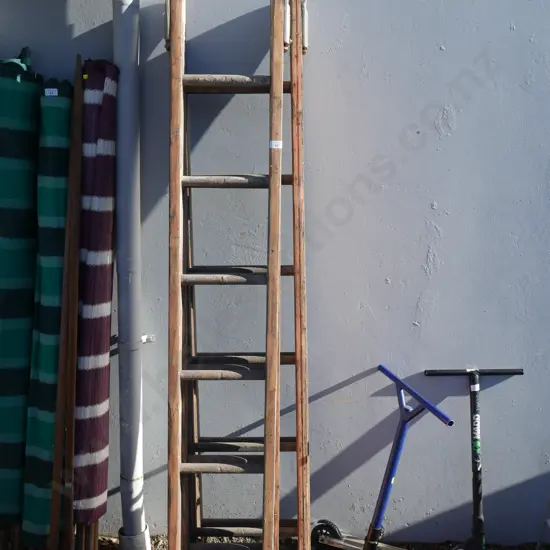 Pair of wooden trestle scaffold legs