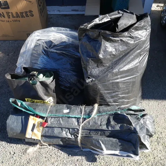 Tent, bird netting, plastic etc