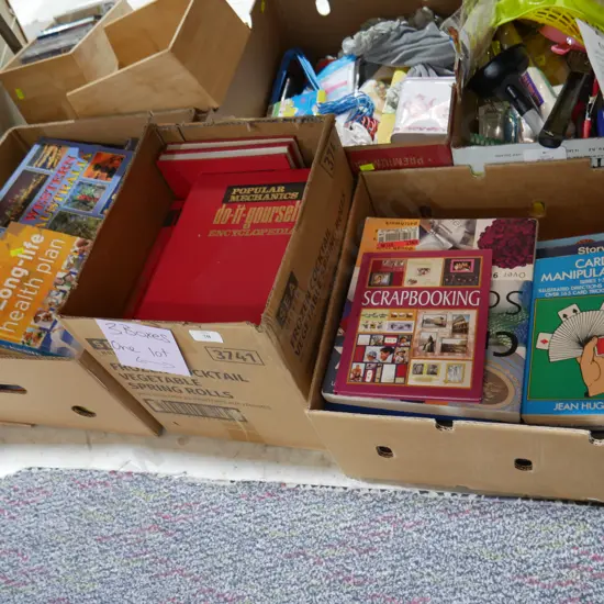 Three boxes of books