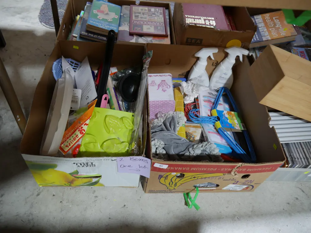 Two boxes of baking items, cleaning etc Image 1++