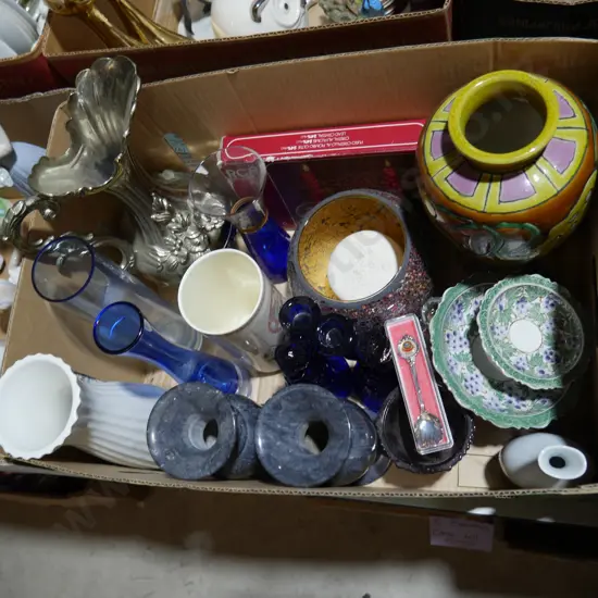 Glass vases, ep jug etc