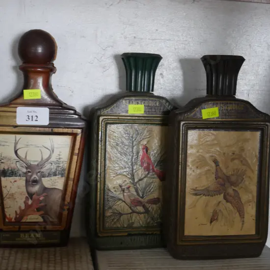Three Jim Beam decanters