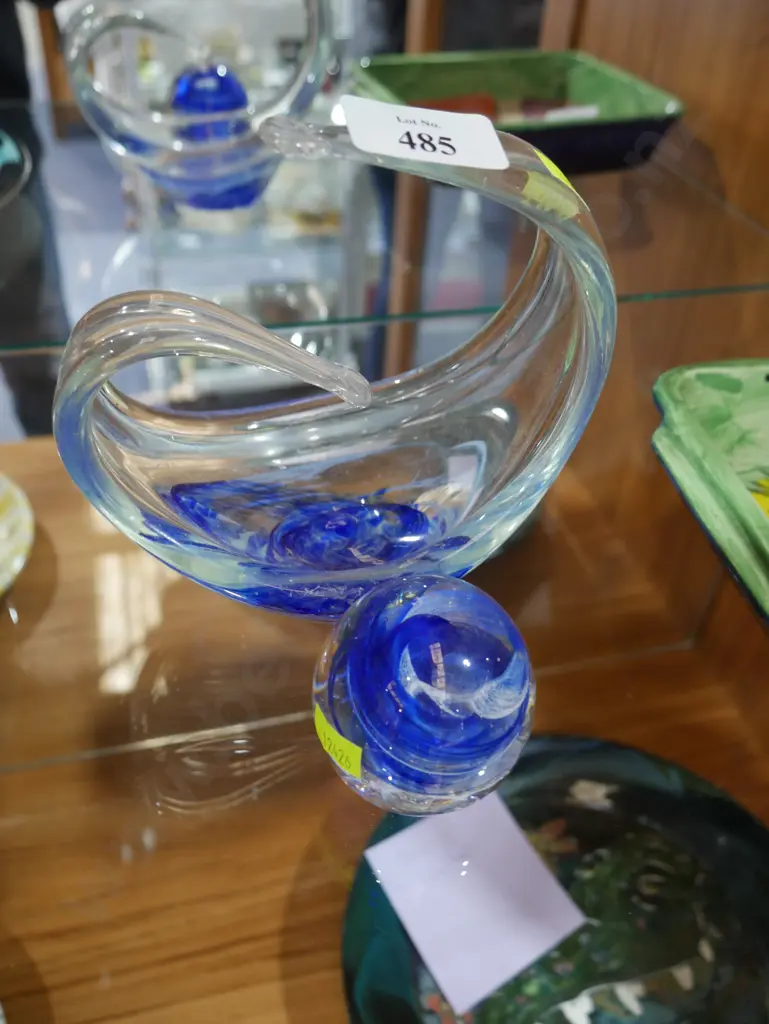 Glass basket and paperweight Image 1++