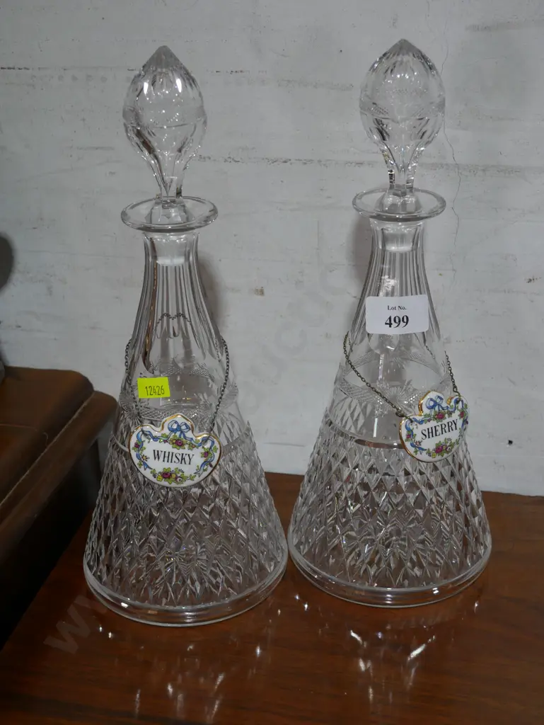2 crystal decanters with coalport name tags Image 1++
