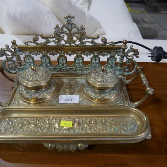 Brass double inkwell
