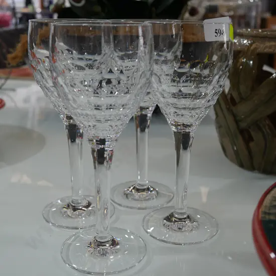 4 crystal stemmed Royal Doulton glasses