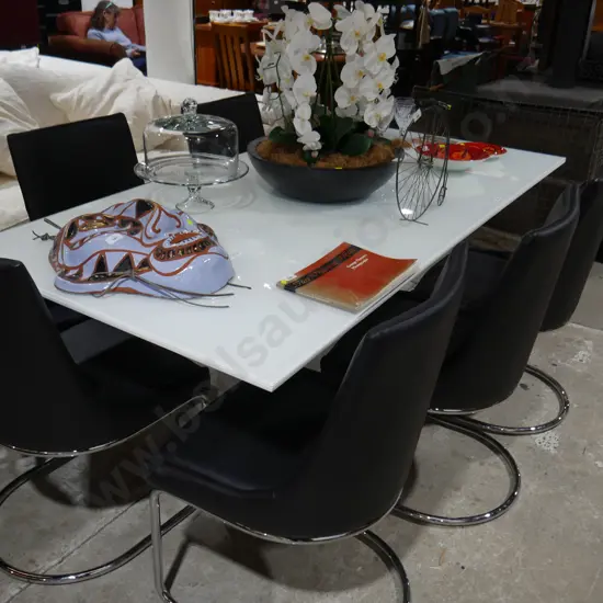 Glass top dining table and 6 chairs