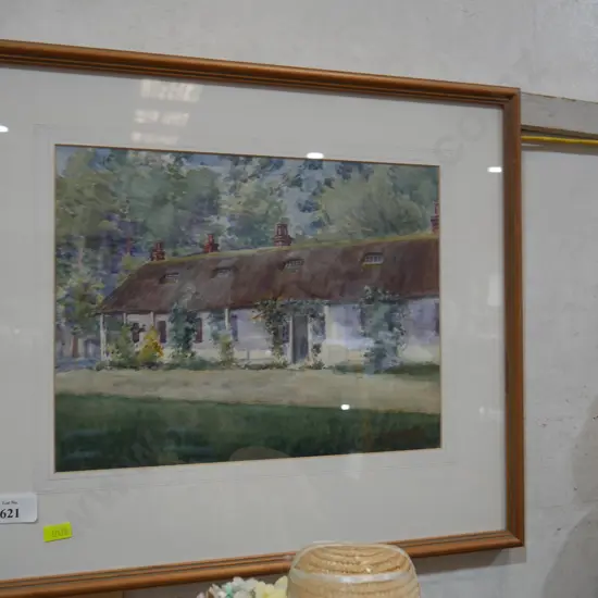 Edgar. M. Smith framed artwork Riccarton Cob house