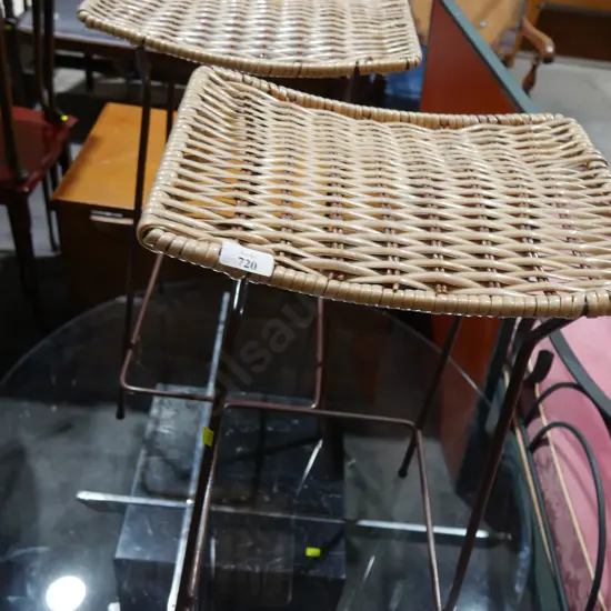 2 cane bar stools