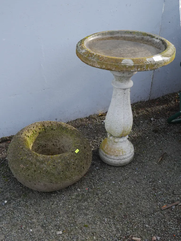 Bird bath and concrete plant pot Image 1++