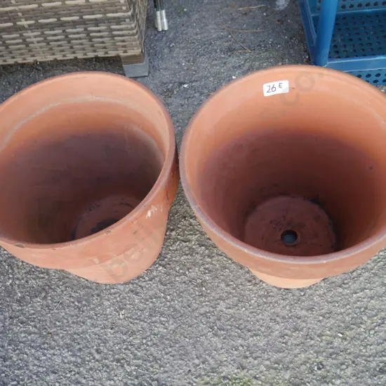 2 terracotta plant pots
