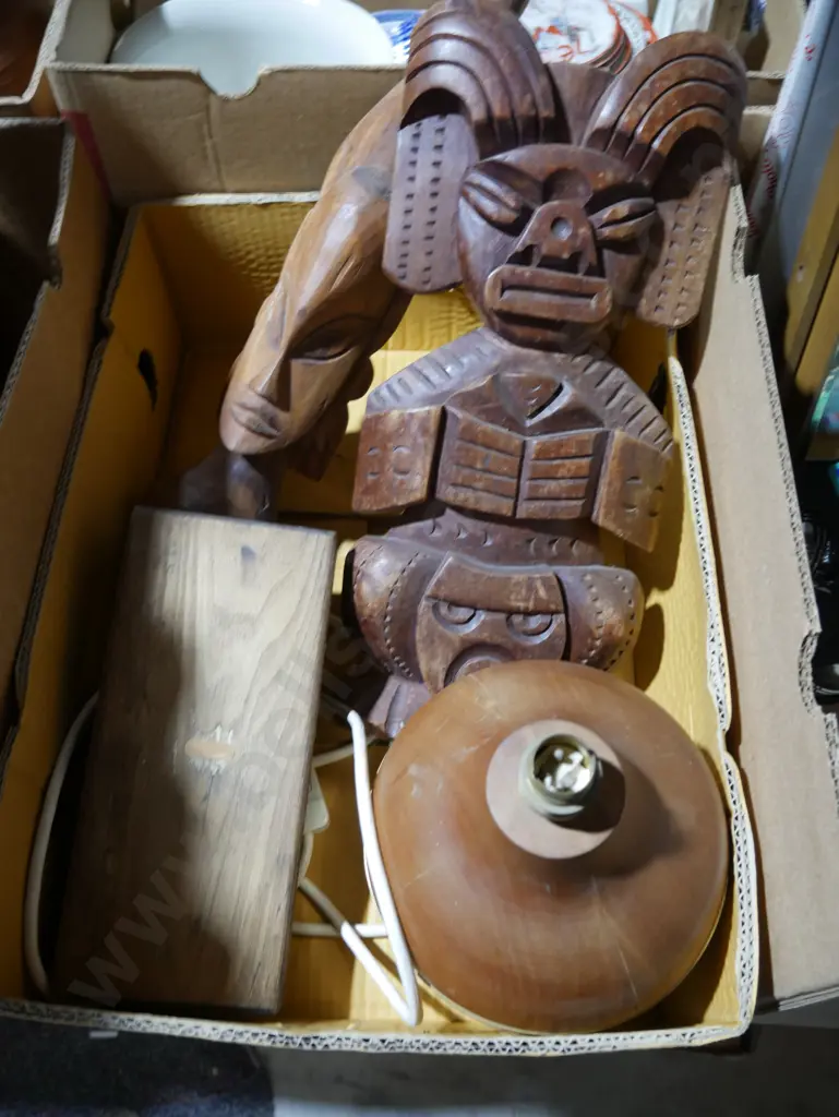 Wooden carvings, wood table lamp Image 1++