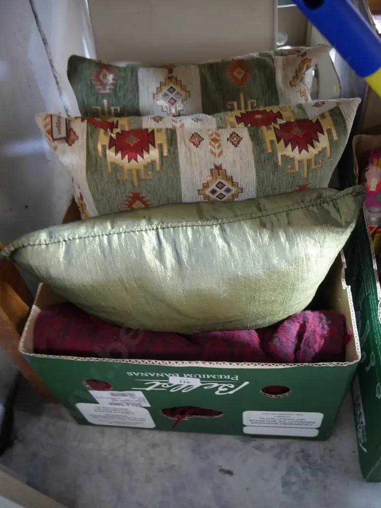 Box of pillows, blanket etc Image 1++