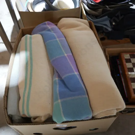 Box of woollen blankets