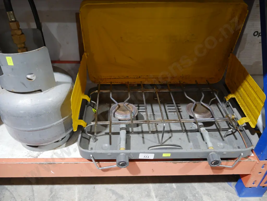 Two burner camp cooker and gas bottle Image 1++