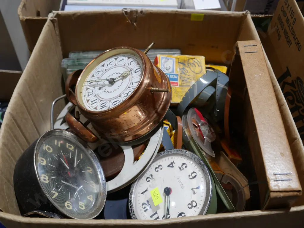 Box of clocks etc Image 1++