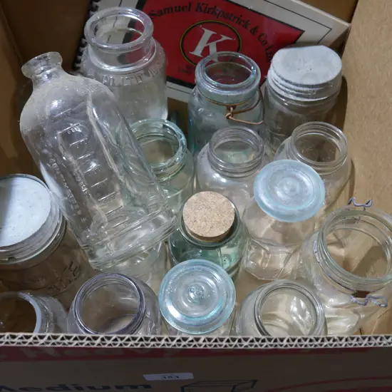 Glass jars etc