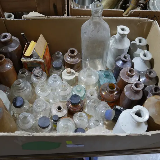 Stone and glass bottles