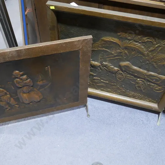 2 brass fire screens