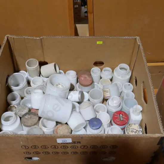 Milk glass household and cold cream pots