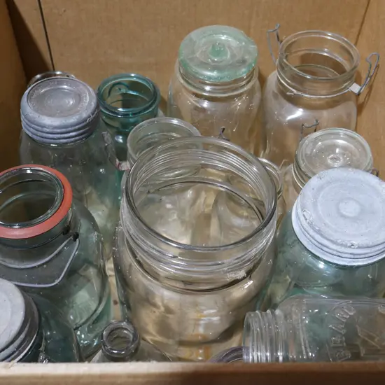 Vintage preserving and jam jars