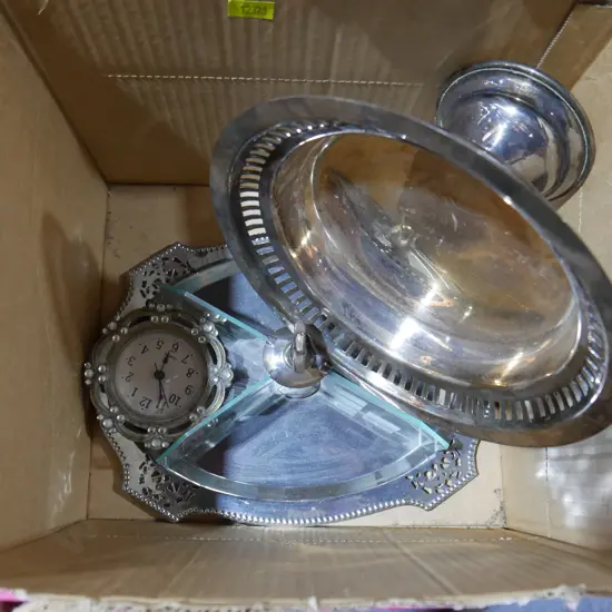 Plated ware, clock etc