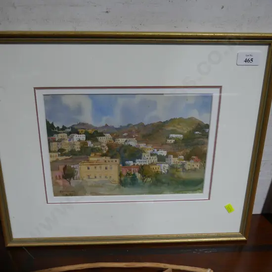 Framed watercolour signed Thomas