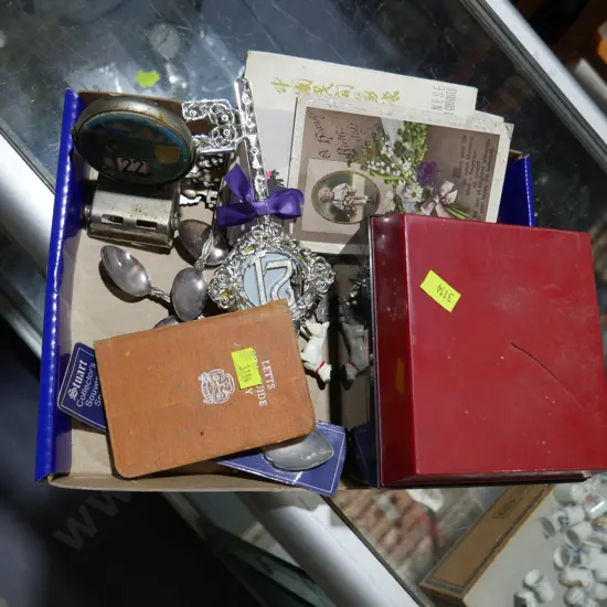 Postcards, souvenir teaspoons etc