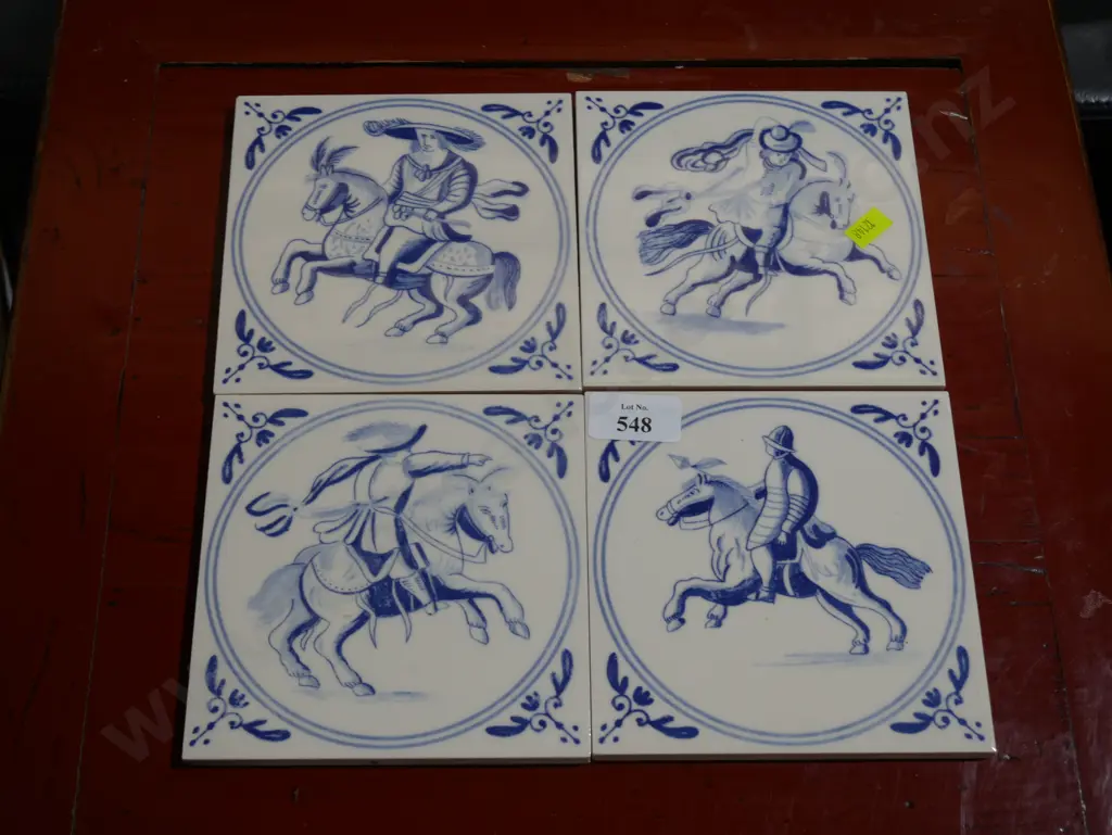 Four blue and white tiles Image 1++