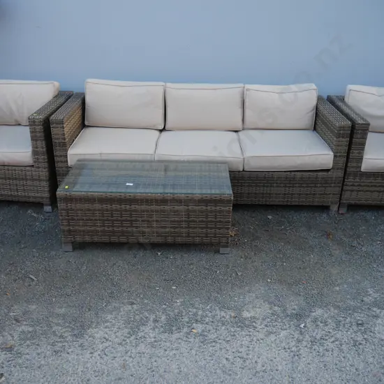 Four piece outdoor cane lounge suite