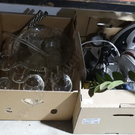 Wine glasses, plates, iron etc