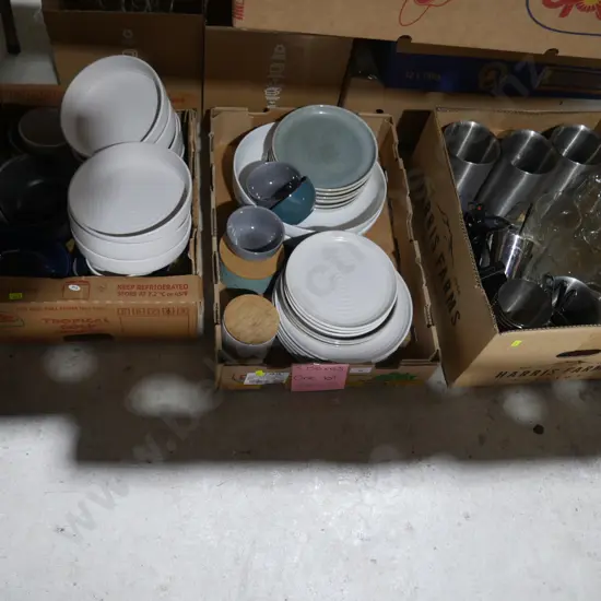 Three boxes of kitchenware