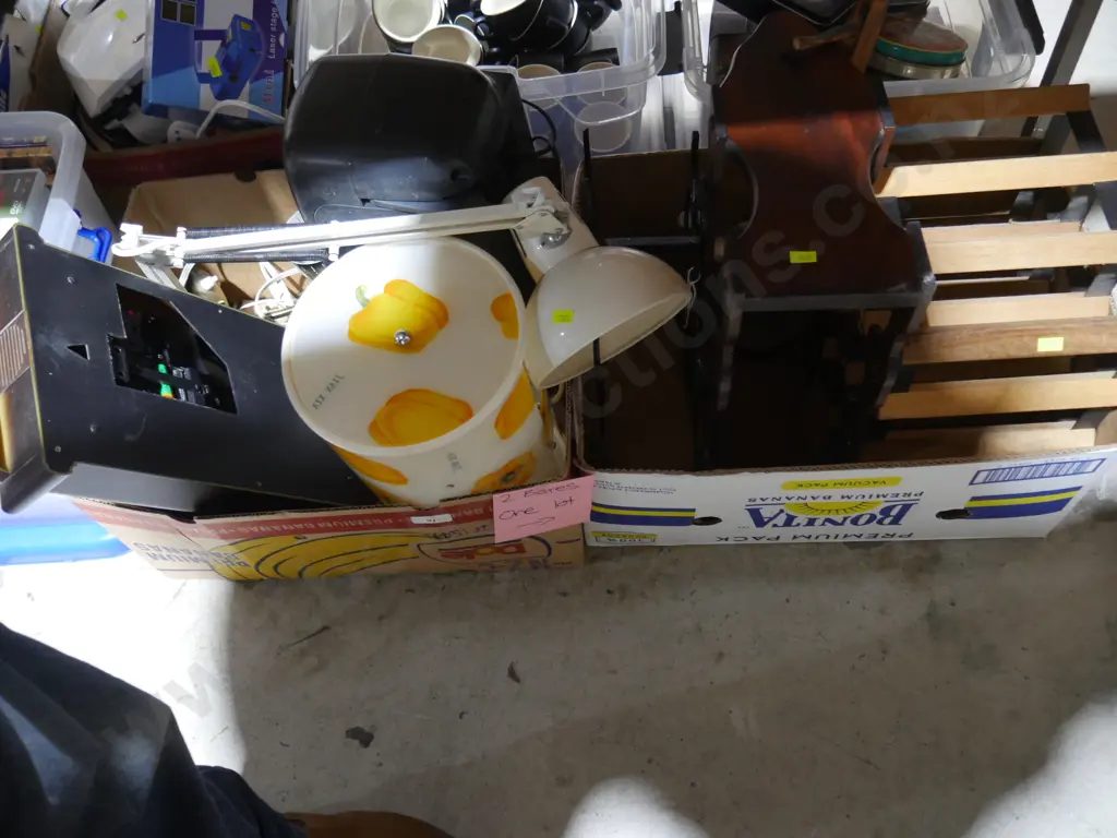 Two boxes of lamps, wine racks etc Image 1++