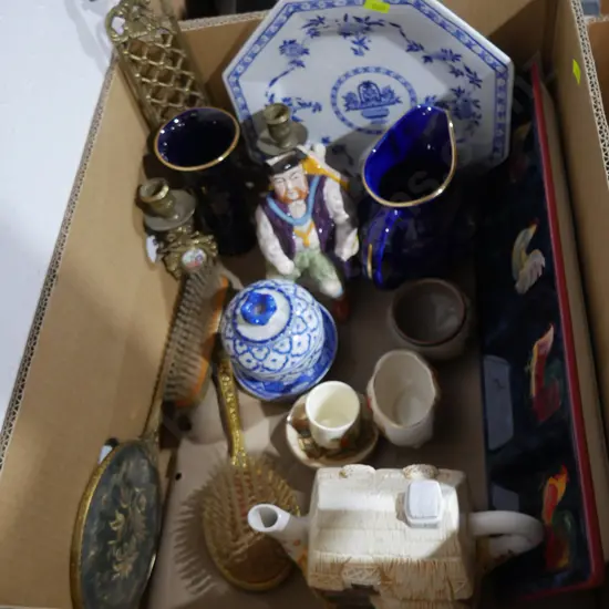 Teapot, plate, ornaments etc