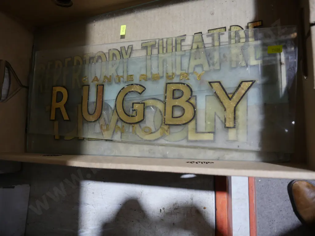 3 boxes of assorted glass signs Image 1++