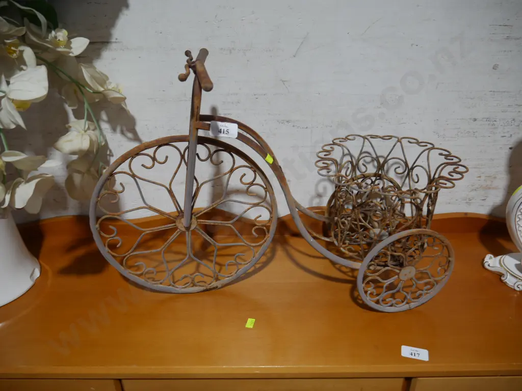 Metal tricycle plant stand Image 1++