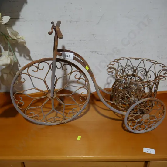 Metal tricycle plant stand