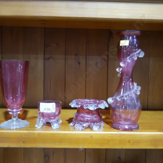 4 piece cranberry glassware