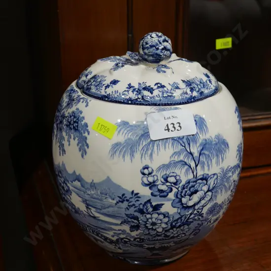 Clarice Cliff blue and white lidded jar
