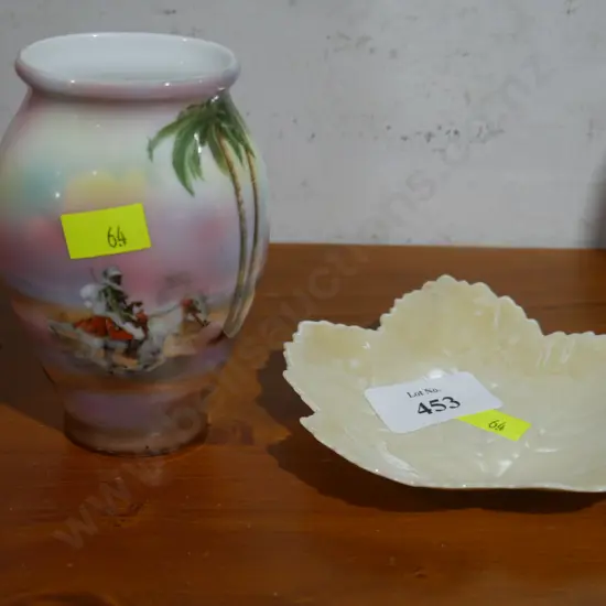 Royal Bayreuth vase and Belleek dish