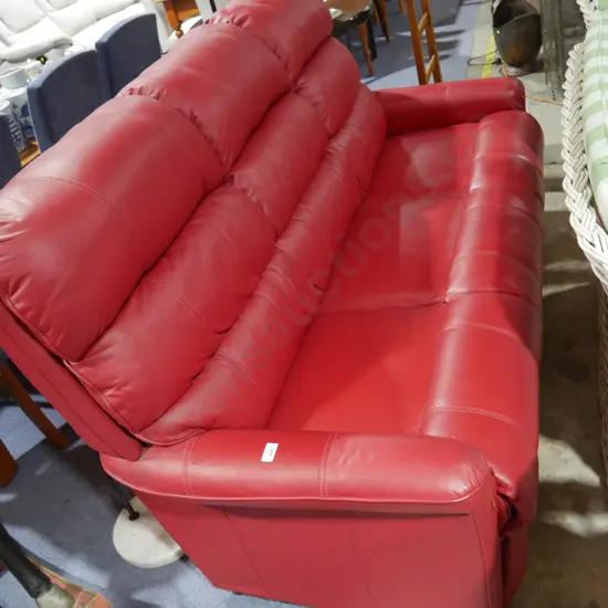 Red leather3-person sofa