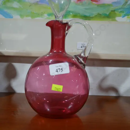 Cranberry glass jug